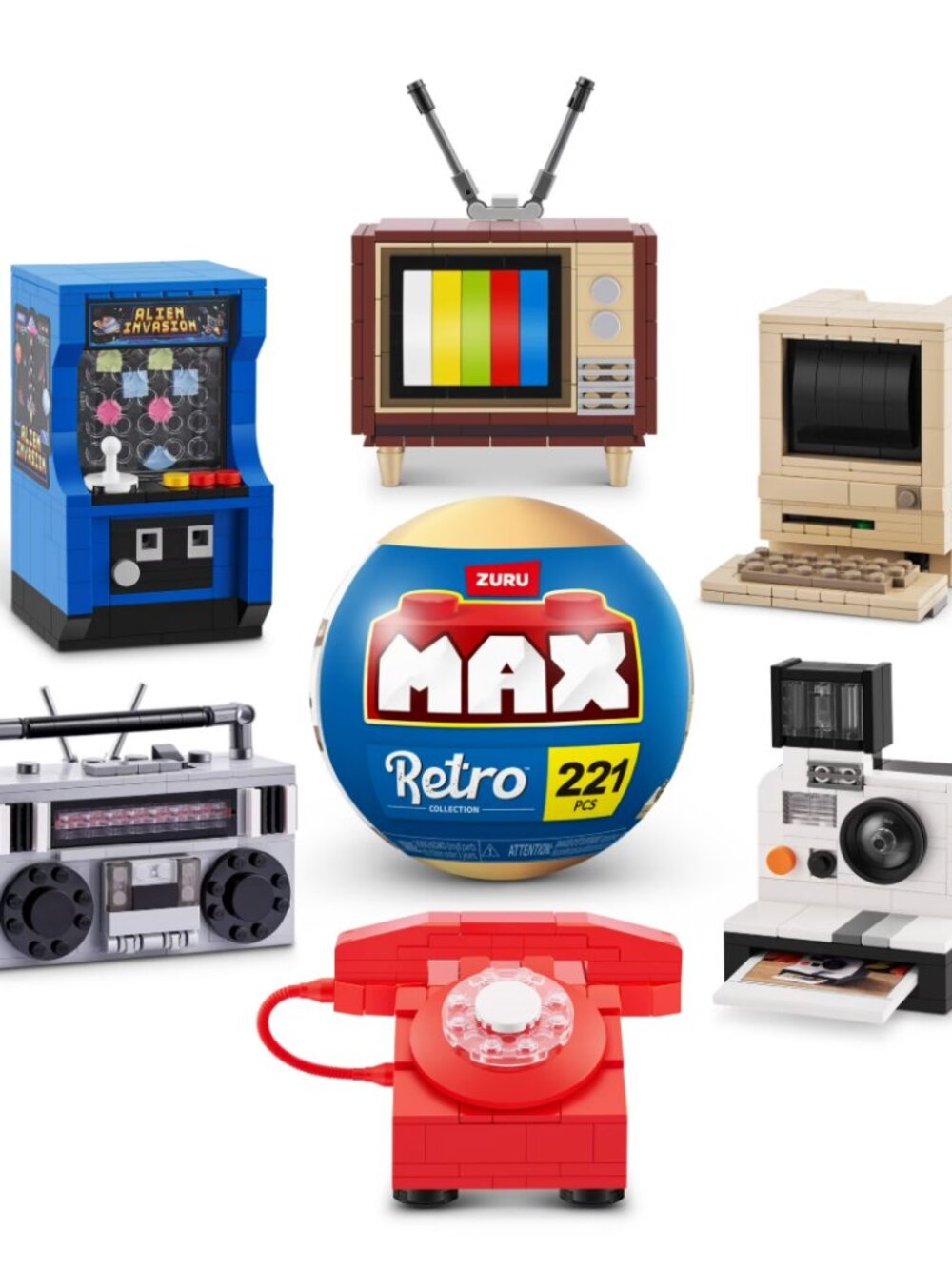 NEW Zuru MAX Build More Retro Collection Lot of 6 Tech Mini Figures Set Series 1